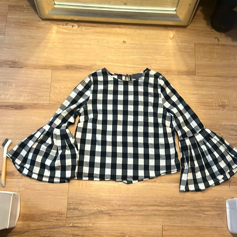 Anthropologie Sunday in Brooklyn Check Poplin Top - Size Medium - Picture 2 of 9